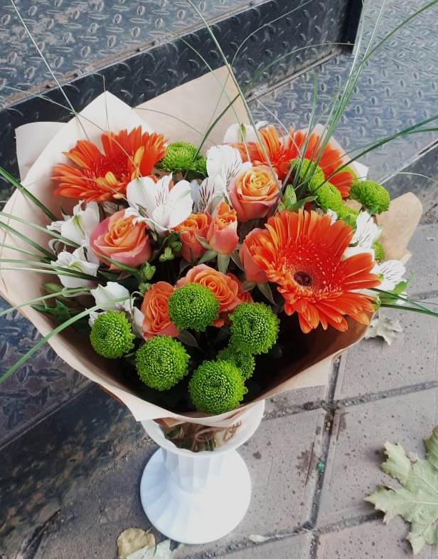 Букет цветов из: Герберы, Хризантемы, Альстромерии и Розы в Петропавловке Республики Бурятия