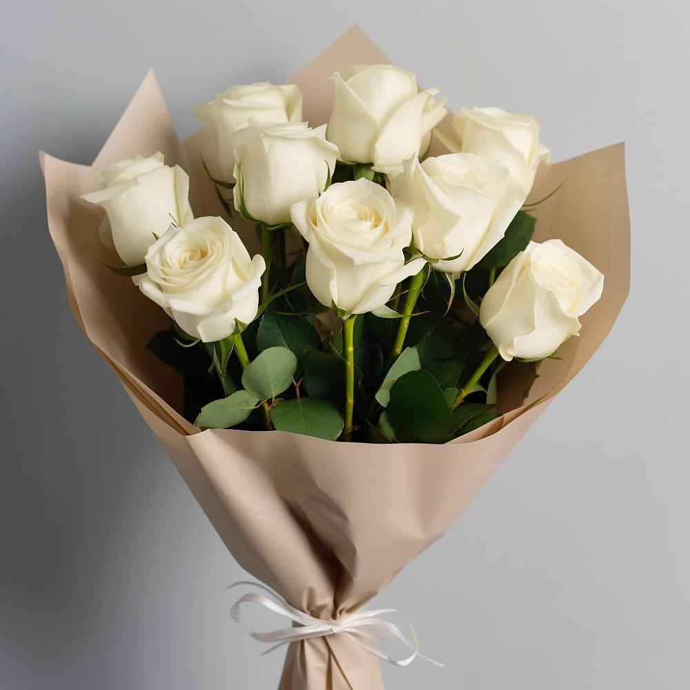 Букет 9 Белых роз Эдлесс Лав в Петропавловке Республики Бурятия