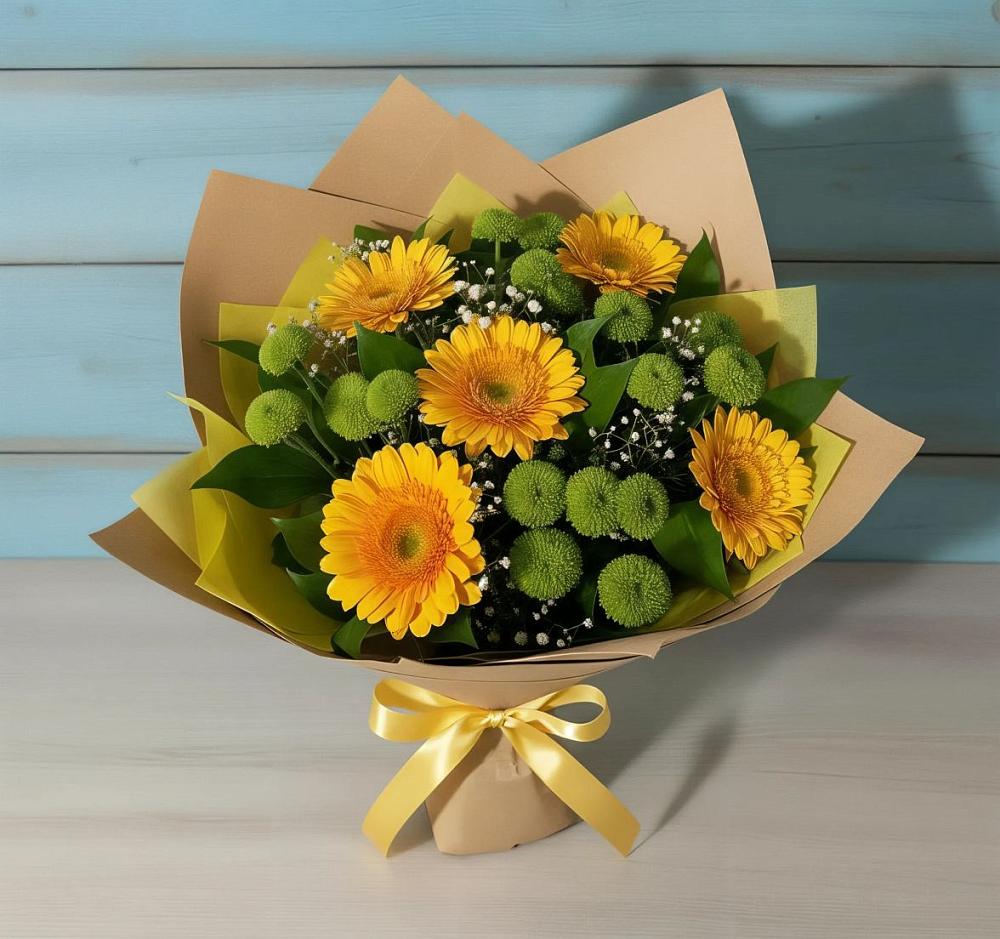 Букет цветов из: Герберы и Хризантемы в Петропавловке Республики Бурятия