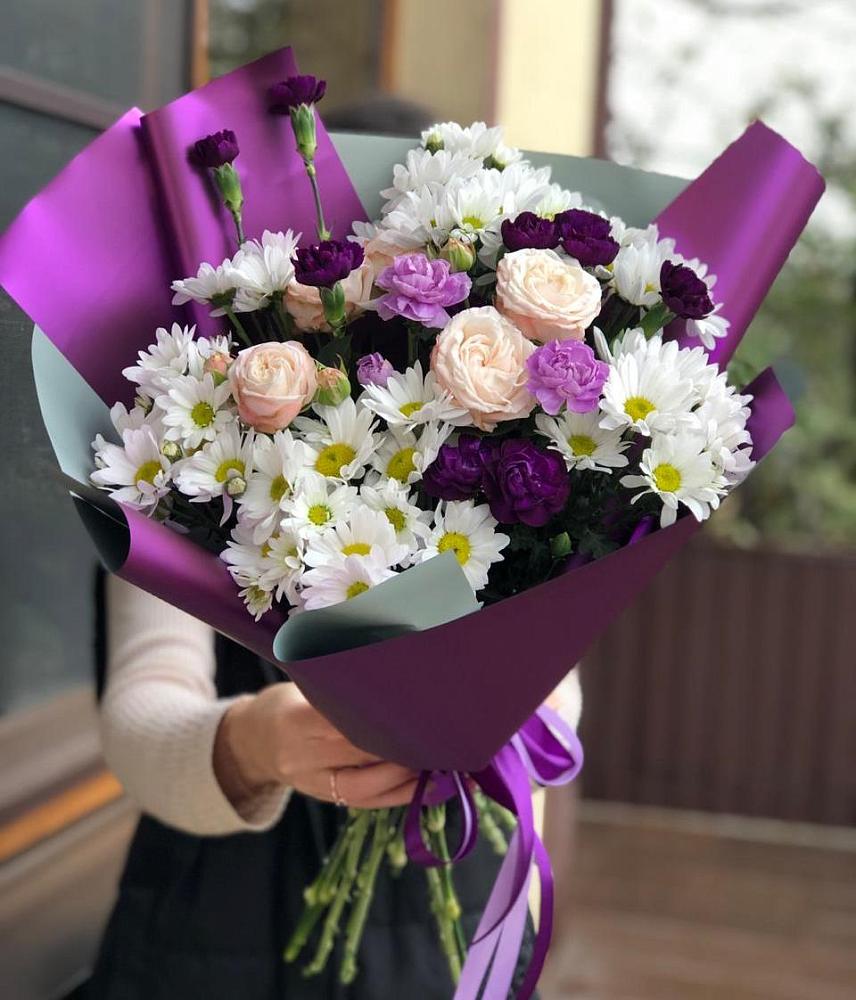 Букет цветов из: Хризантемы, Гвоздики и Розы в Петропавловке Республики Бурятия
