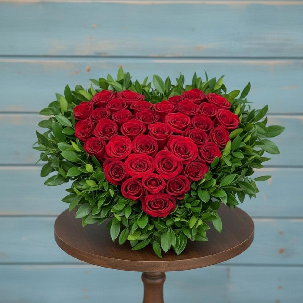 Цветочная композиция из Розы в виде сердца в Петропавловке Республики Бурятия