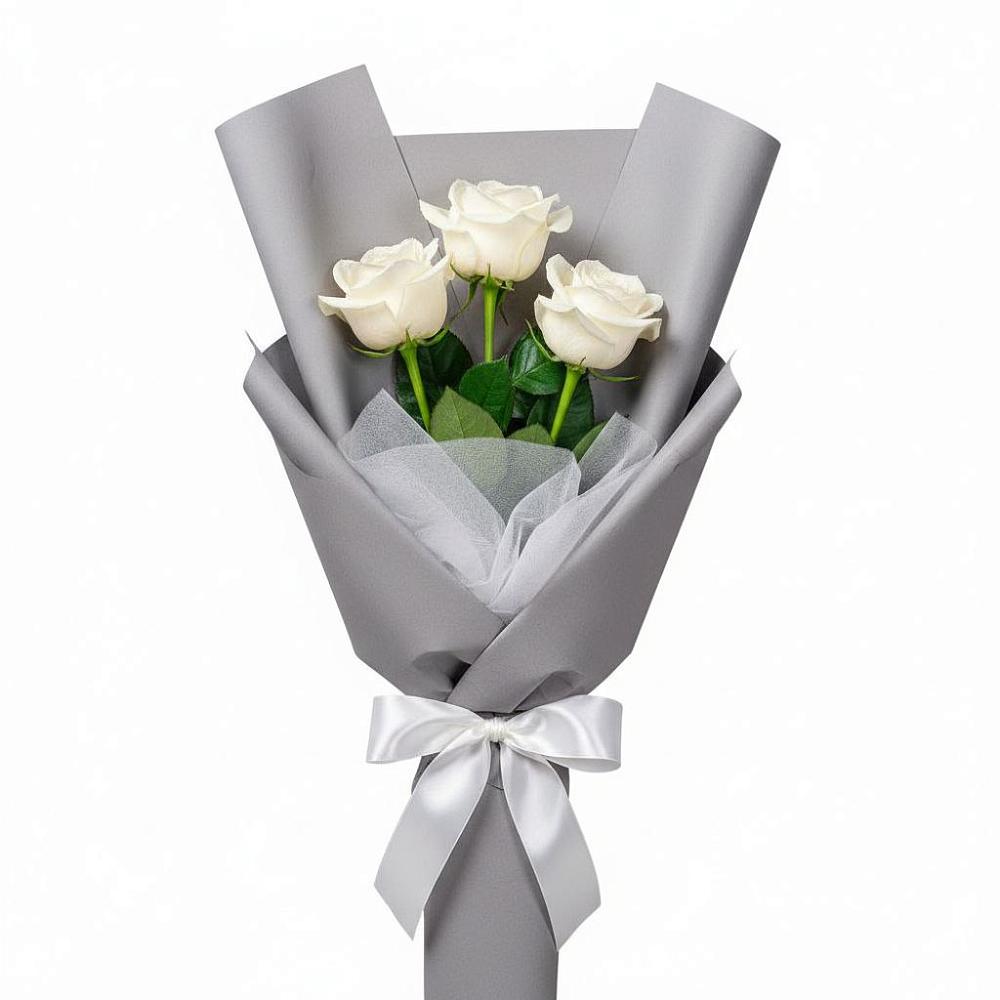 Букет 3 белые розы в Петропавловке Республики Бурятия