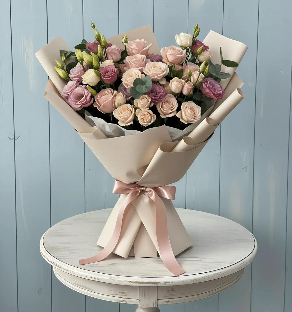 Букет цветов из: Розы и Лизиантусы в Петропавловке Республики Бурятия