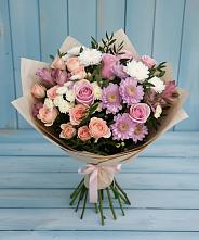 Букет цветов из:  Хризантемы, Розы и Альстромерии в Петропавловке Республики Бурятия