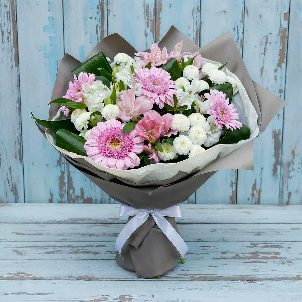 Букет цветов из: Герберы, Альстромерии и Хризантемы в Петропавловке Республики Бурятия