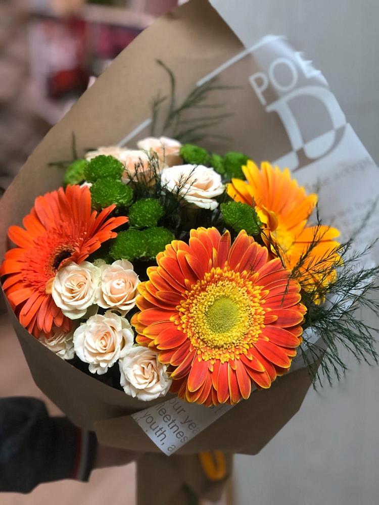 Букет цветов из: Герберы, Хризантемы и Розы в Петропавловке Республики Бурятия